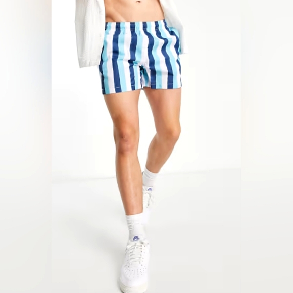 Bershka - Striped swim shorts Medium - Picture 1 of 12
